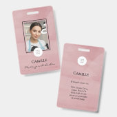 Pink Script Logo Photo Makeup Badge バッジ (正面&裏面)