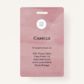 Pink Script Logo Photo Makeup Badge バッジ (裏面)