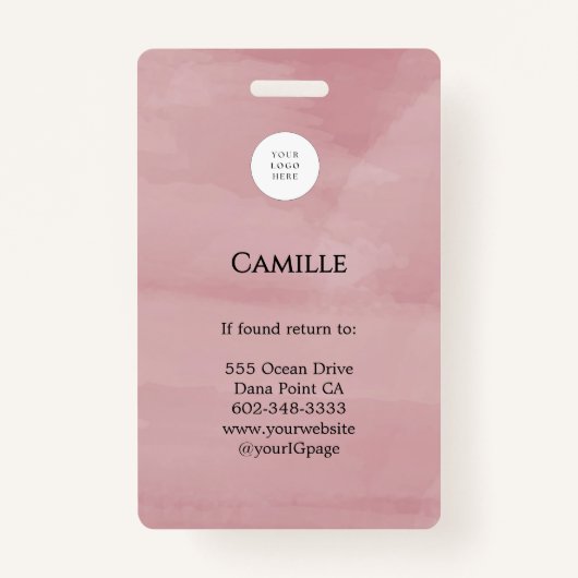 Pink Script Logo Photo Makeup Badge バッジ (裏面)