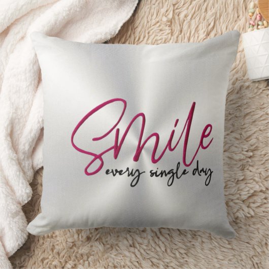 Pink Script Silver Glam Motivational Throw Pillow クッション (ブランケット)