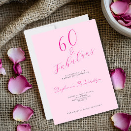 Pink Script Sixty and Fabulous 60th Birthday Party 招待状