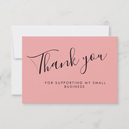 Pink Script Thank You Card Discount Review Busines サンキューカード (正面)
