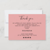 Pink Script Thank You Card Discount Review Busines サンキューカード (裏面)