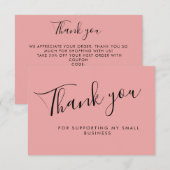 Pink Script Thank You Card Discount Review Busines サンキューカード (正面/裏面)