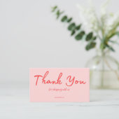 Pink Script Thank You Card Made With Love Business 名刺 (スタンド正面)
