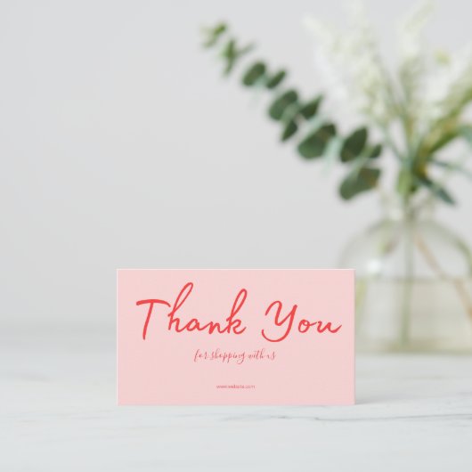 Pink Script Thank You Card Made With Love Business 名刺 (スタンド正面)