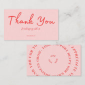 Pink Script Thank You Card Made With Love Business 名刺 (正面/裏面)