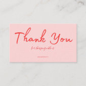 Pink Script Thank You Card Made With Love Business 名刺 (正面)
