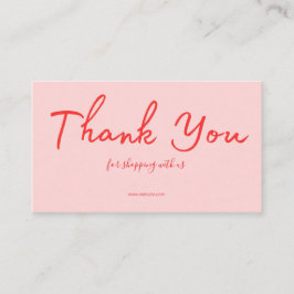 Pink Script Thank You Card Made With Love Business 名刺