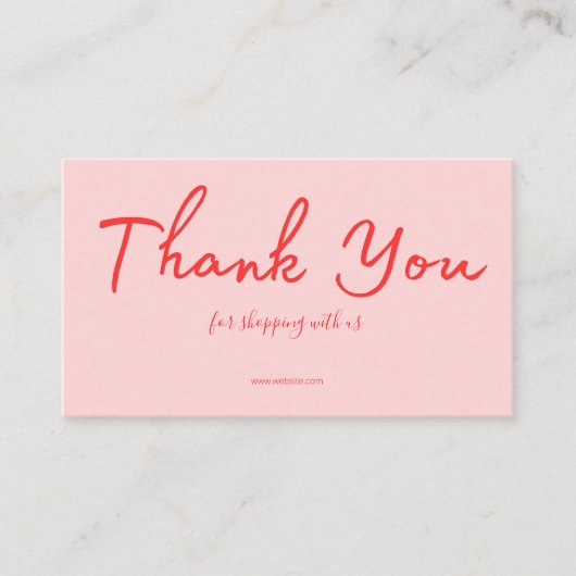 Pink Script Thank You Card Made With Love Business 名刺 (正面)