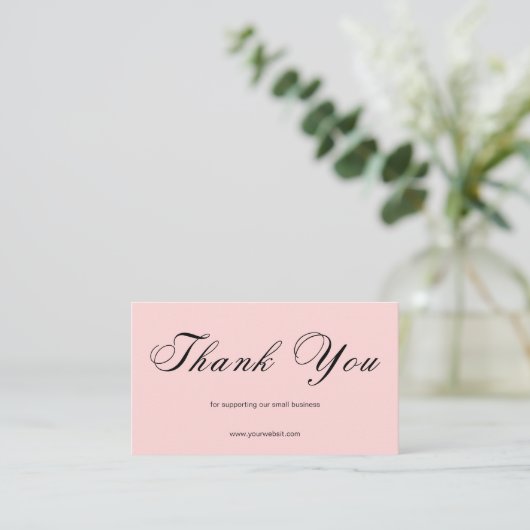 Pink Script Thank You Card QR Code Small Business 名刺 (スタンド正面)