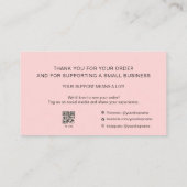 Pink Script Thank You Card QR Code Small Business 名刺 (裏面)