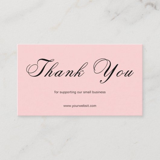 Pink Script Thank You Card QR Code Small Business 名刺 (正面)