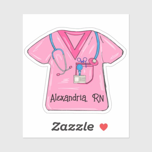Pink Scrubs Nurse Monogram Waterproof シール (シート)