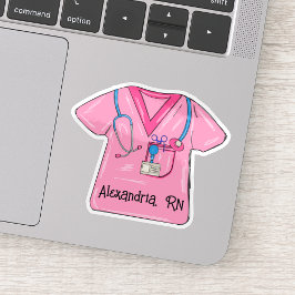 Pink Scrubs Nurse Monogram Waterproof シール