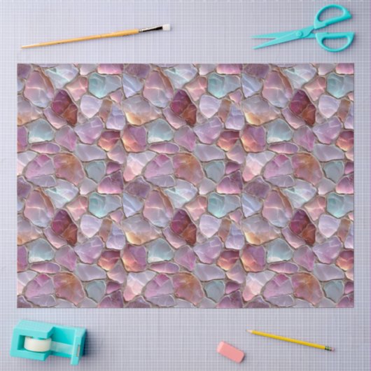Pink Sea Glass Pattern Decoupage 薄葉紙 (クラフト)