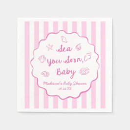 Pink Sea You Soon Baby Coastal Baby Shower スタンダードカクテルナプキン