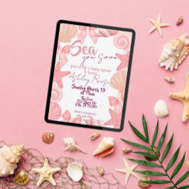 Pink "Sea you soon" Baby Shower 招待状