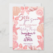 Pink "Sea you soon" Baby Shower 招待状 (正面)