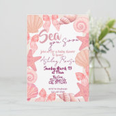 Pink "Sea you soon" Baby Shower 招待状 (スタンド正面)