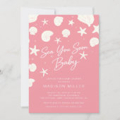 Pink Sea You Soon Baby Shower Invitation 招待状 (正面)