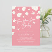 Pink Sea You Soon Baby Shower Invitation 招待状 (スタンド正面)