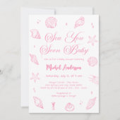 Pink Sea You Soon Coastal Baby Shower 招待状 (正面)