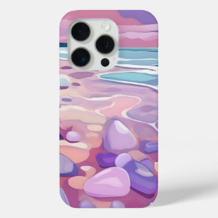 Pink Seaglass、ビーチ、デジタルアート iPhone 15 Proケース