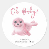 Pink Seal Baby Shower ラウンドシール (正面)