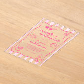 Pink Seashells and Wedding Bells Bridal Shower アクリル招待状 (レイダウン)