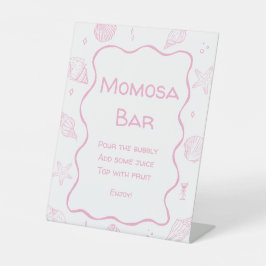 Pink Seashells Coastal Baby Shower Momosa Bar  台座サイン