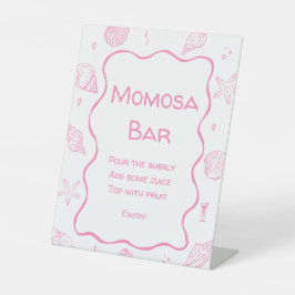 Pink Seashells Coastal Baby Shower Momosa Bar  台座サイン