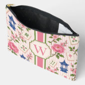 Pink Seersucker Mahjong Bag Personalized アクセサリーポーチ (見開き)