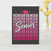 Pink Senior for Girls, Graduation Gift for Senior カード (黄色い花)