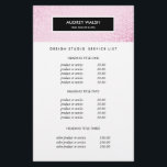 Pink Sequinスタイリッシュサロン価格とサービス チラシ<br><div class="desc">魅力的でチラスタイリッシューなデザインは、ピンクのシークインパターンのデジタル画像にサービス、価格リストまたはビジネス情報を表示する。ブラックストライプオーバーレイ。4つのカスタマイズ可能な見出しと体文字フィールドが含まれる。レイアウトを調整するには、テキストを入力しカスタマイズて、機能を使用して位置とフォントサイズを変更する。素晴らし美しい、ファッション、エンターテイメント、イベントプロフェッショナル。注：続編は印刷効果であり、カード上にグリッターがない。美しいサロン、スパ、美容師、エステティシャン、ダンススタジオ、ブティック、デザイナー、ヘアやファッションスタイリスト、その他のイメージ認識プロフェッショナルに最適。</div>