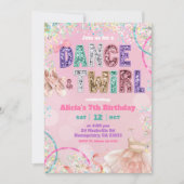 Pink Sequin ballet dance and twirl birthday 招待状 (正面)
