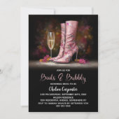Pink Sequin Boots and Bubbly Bridal Shower 招待状 (正面)