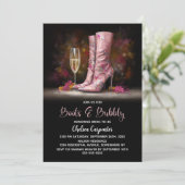 Pink Sequin Boots and Bubbly Bridal Shower 招待状 (スタンド正面)