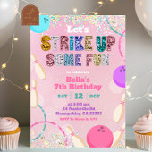 Pink Sequin Glitter Bowling Party Invitation 招待状