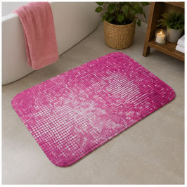 Pink Sequin Glitter Texture Hot Pink Sparkle Beade バスマット