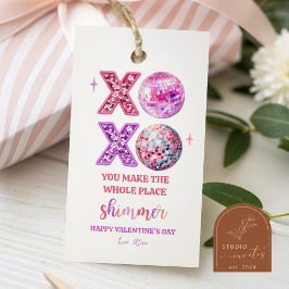 Pink sequin shimmer valentine tag ギフトタグ