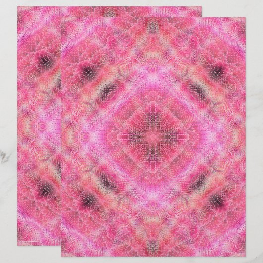 Pink Serene Garden Scrapbook Paper 2-Sided Page (正面/裏面)