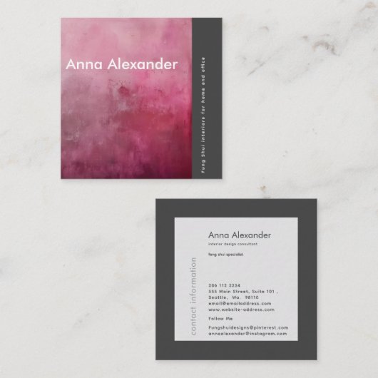 Pink Serenity Design 1 スクエア名刺 (正面/裏面)