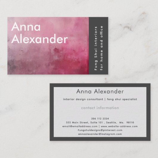 Pink Serenity Design 1 名刺 (正面/裏面)