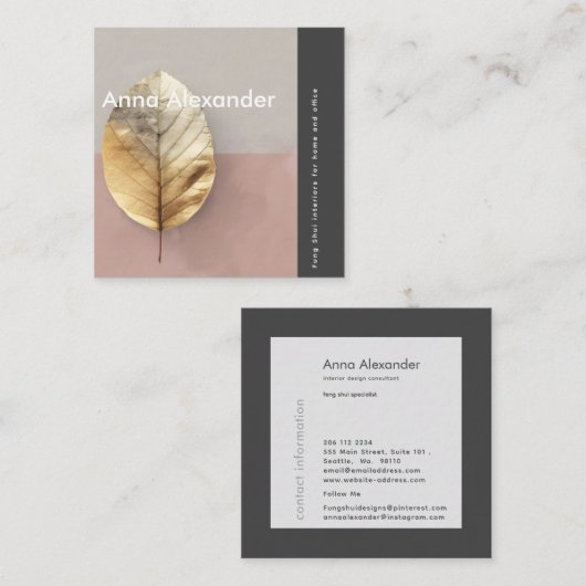 Pink Serenity Design 4 スクエア名刺 (正面/裏面)