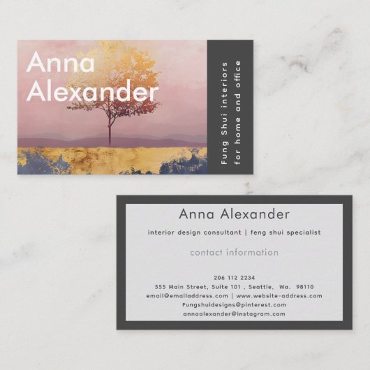 Pink Serenity Design 6 名刺 (正面/裏面)