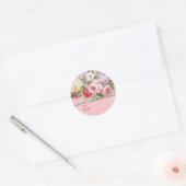 Pink Shabby Chic Rose Personalized To & From ラウンドシール (封筒)
