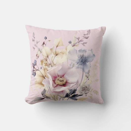 Pink Shabby Chic Vintage Throw Pillow クッション (正面)
