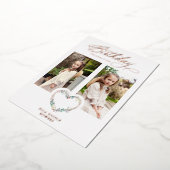 Pink Shades Birthday 2 Photos Floral Heart 箔招待状 (回転した状態)