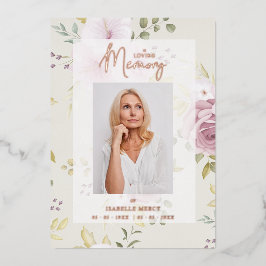 Pink Shades Botanical Floral Traditional Photo  箔招待状